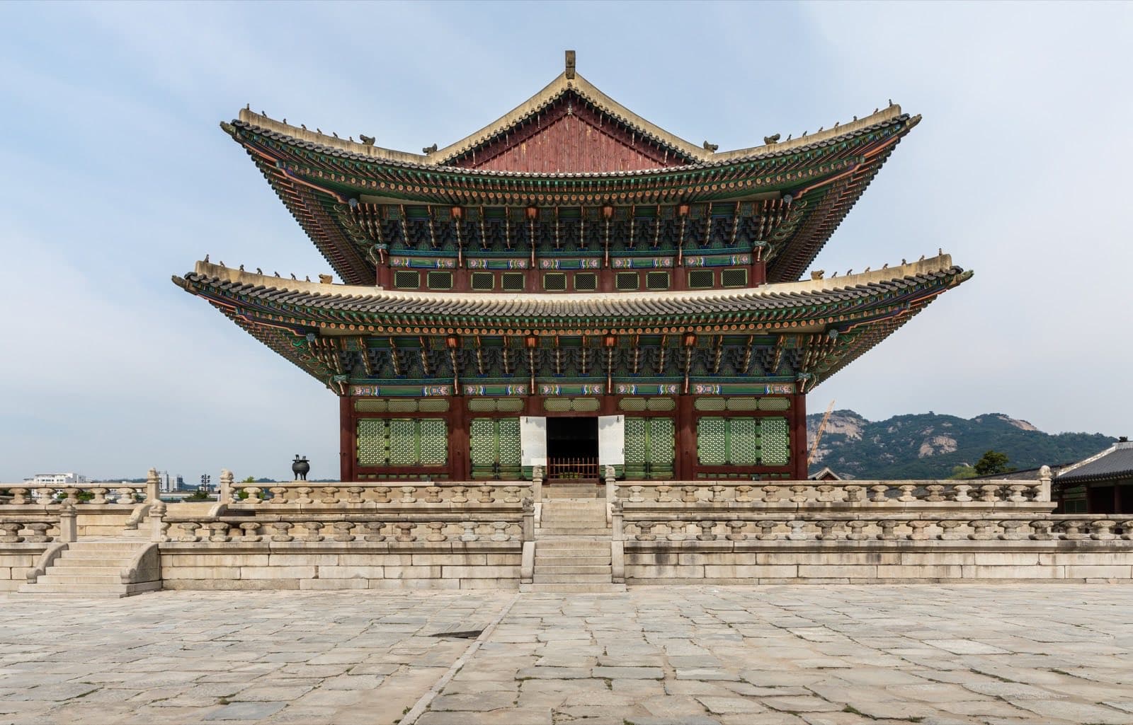 Gyeongbokgung Palace's throne hall in Seoul, seen from the courtyard