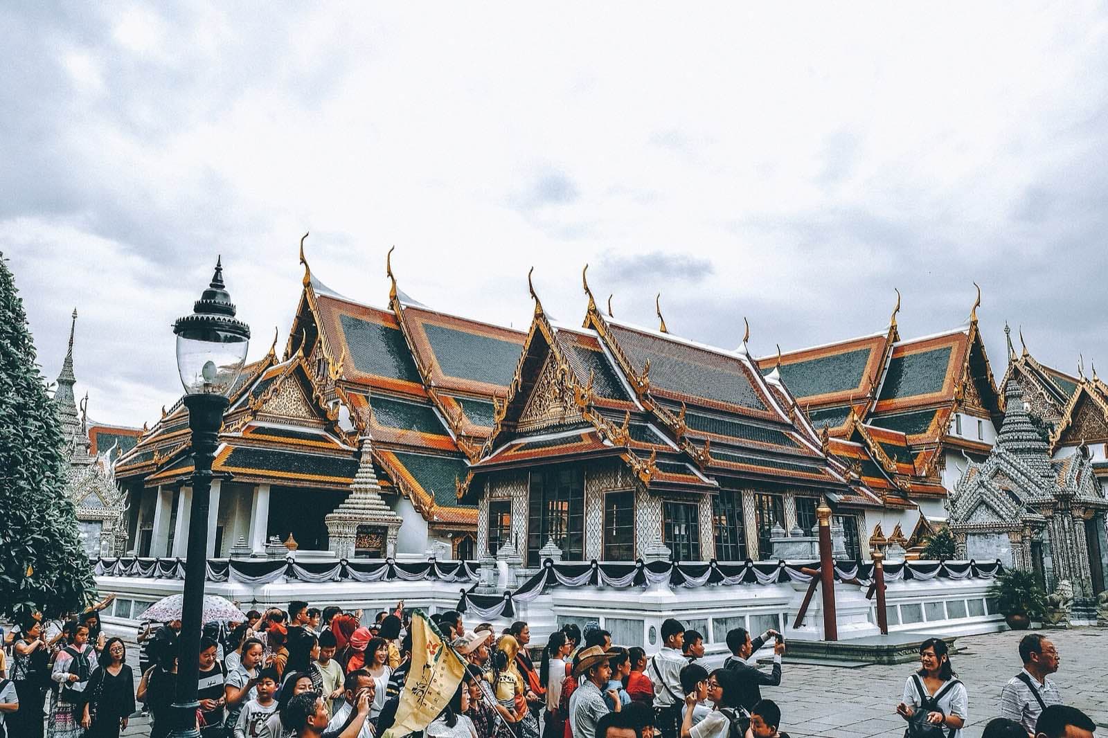 The Grand Palace complex in Bangkok, seen from outside its walls.