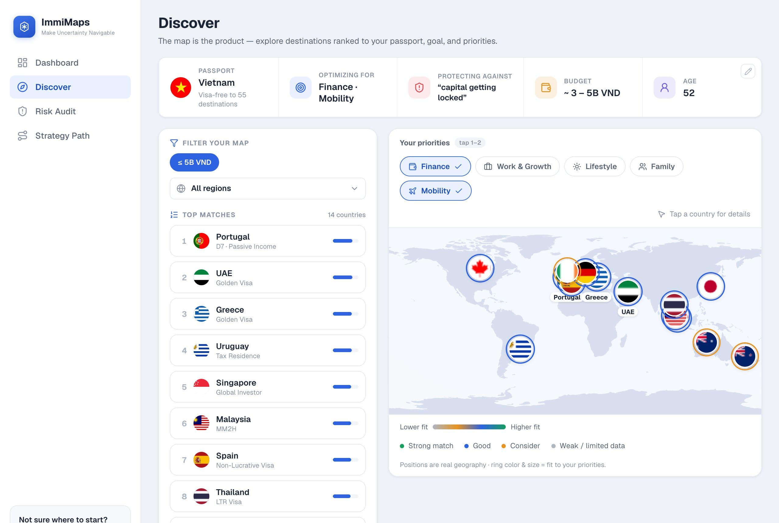 The Discover map screen