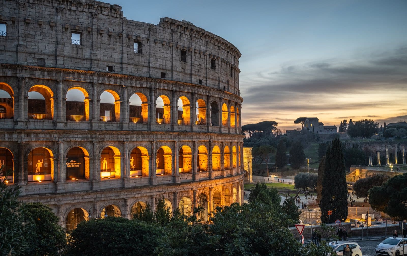 The Colosseum in Rome at sunset