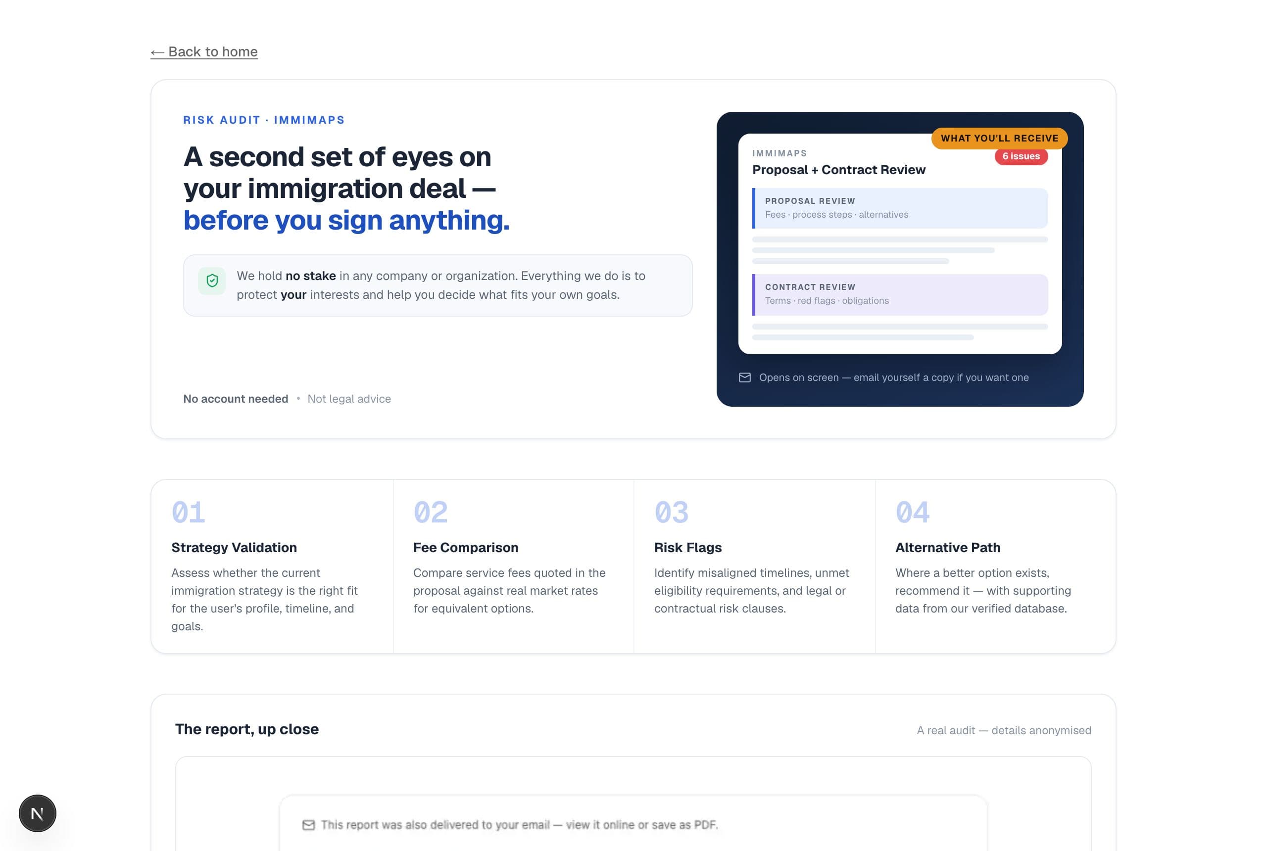 The Risk Audit document check screen